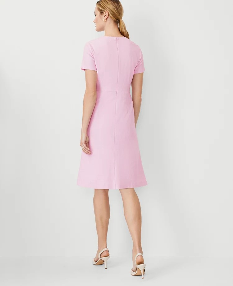 The Crew Neck Flare Dress in Cross Weave