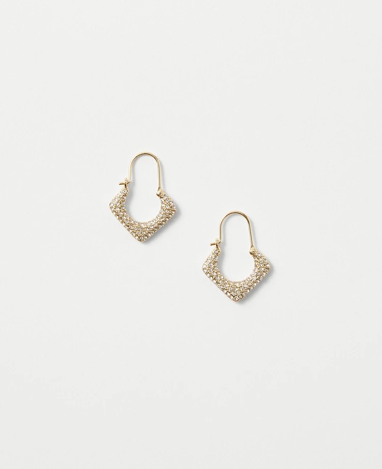 Pave V Hoop Earrings