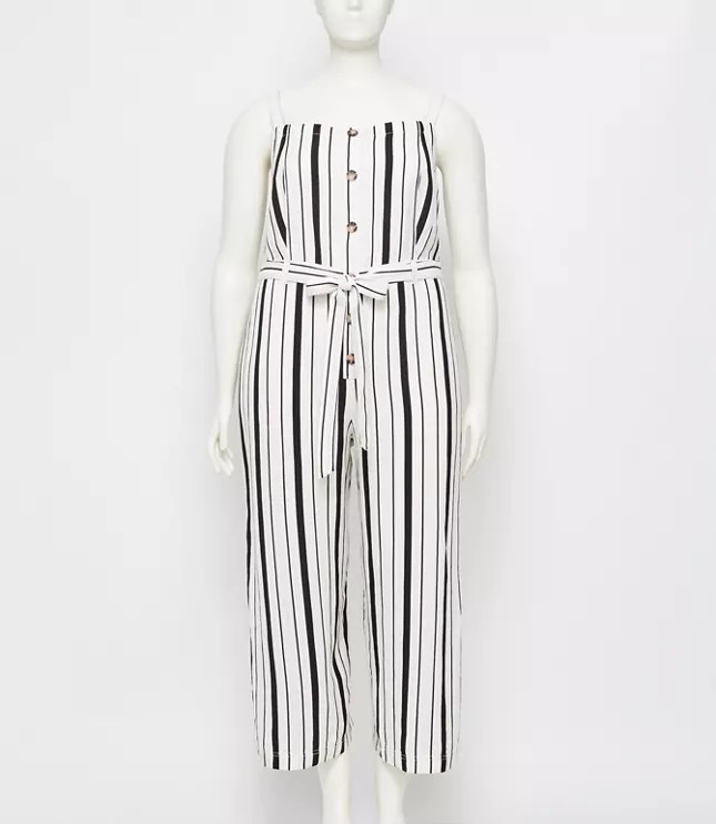 LOFT Plus Striped Strappy Jumpsuit