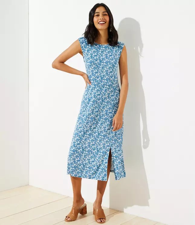 Floral Cap Sleeve Midi Dress