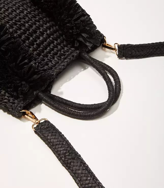 Fringe Straw Crossbody Bag