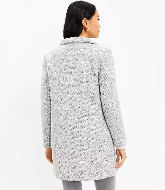 Petite Herringbone Funnel Neck Coat