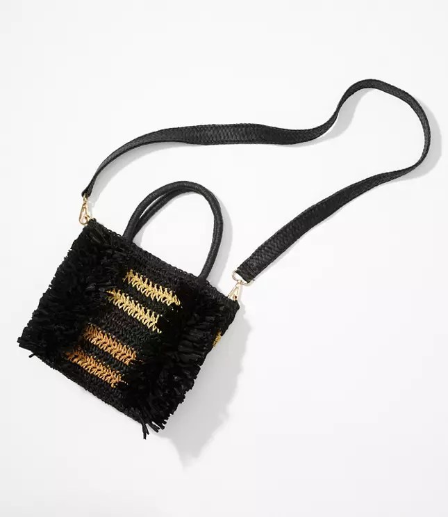 Fringe Straw Crossbody Bag