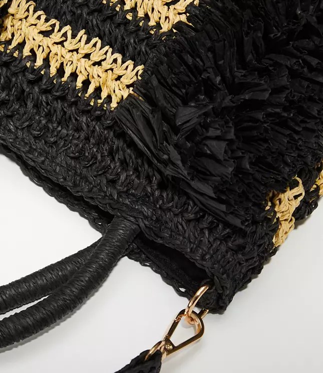 Fringe Straw Crossbody Bag