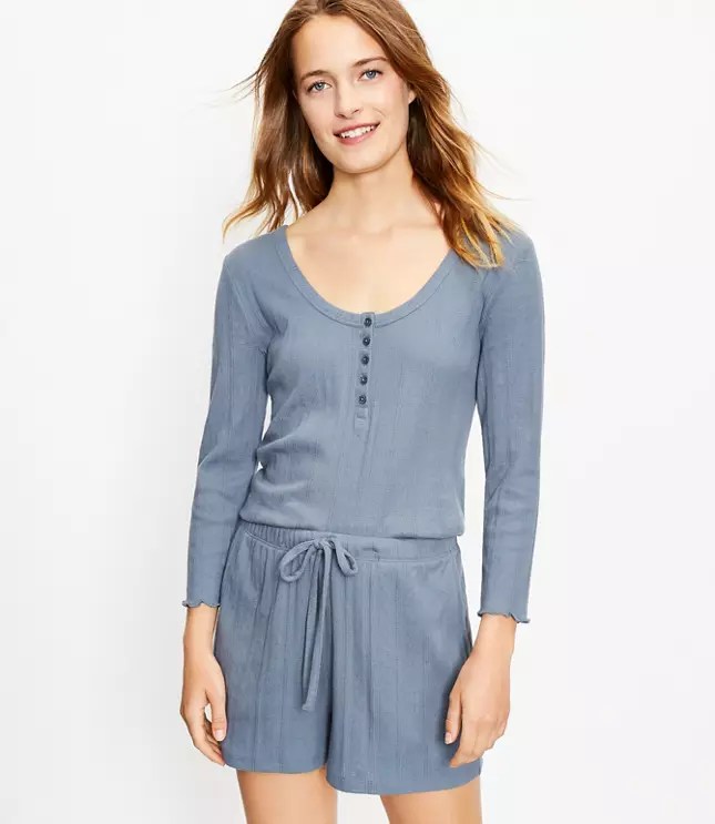 Pointelle Henley Pajama Top LOFT