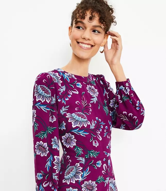 Floral Long Sleeve Ruffle Dress