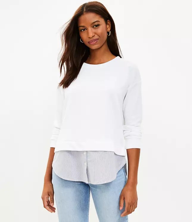 Layered Mixed Media Sweatshirt