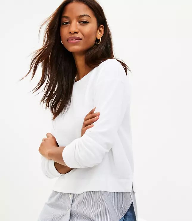 Layered Mixed Media Sweatshirt