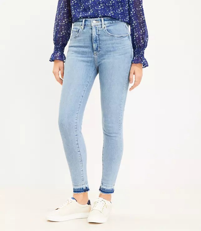 Petite Curvy High Rise Skinny Jeans in Staple Light Indigo Wash