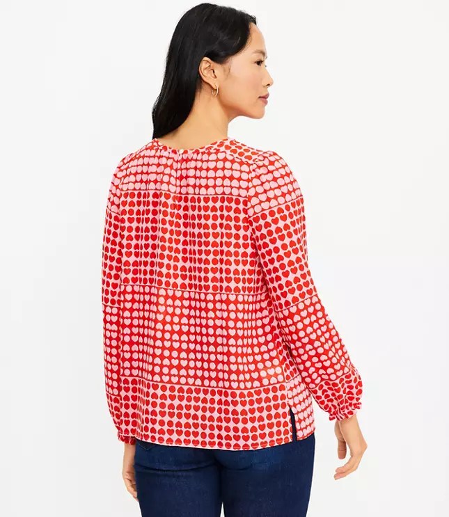 Petite Heart Ruffle Cuff Blouse