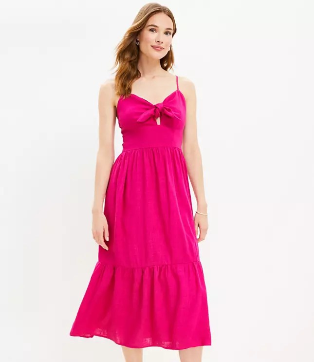 Tie Front Strappy Midi Dress