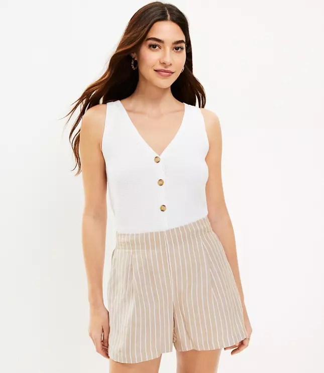 Button VNeck Sweater Tank Top