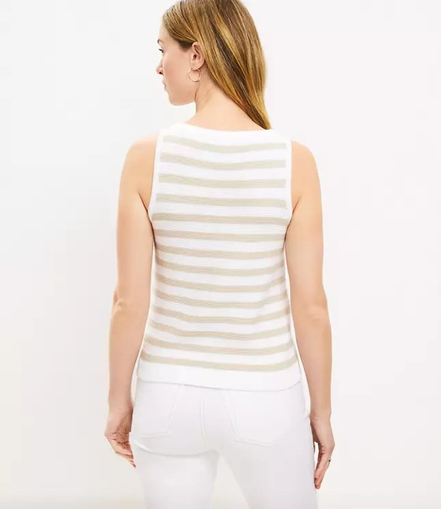 Striped Button VNeck Sweater Tank Top