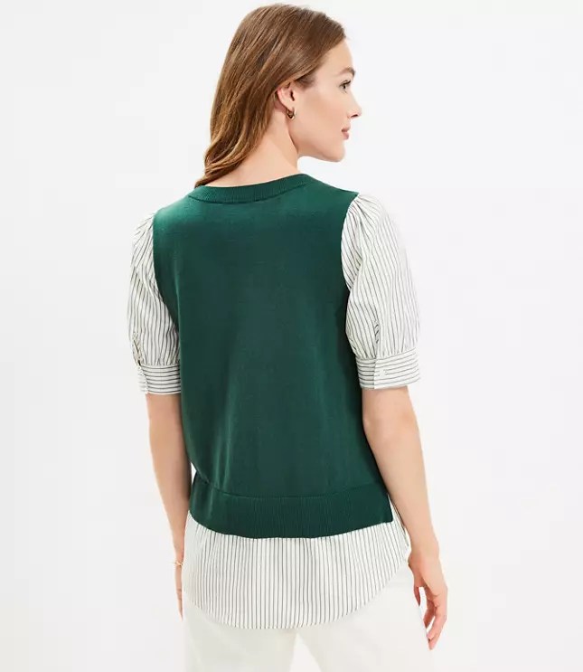 Stripe Layered Mixed Media Sweater