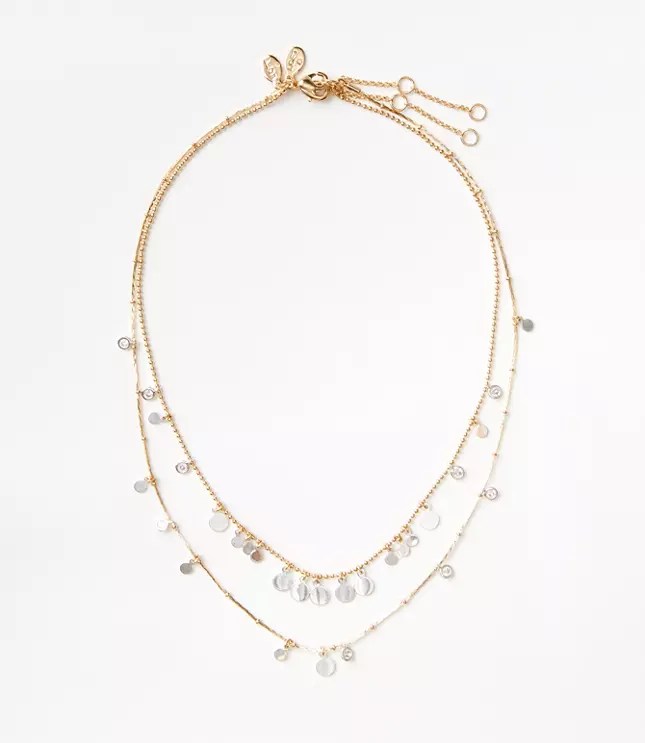 Short Layered Disk Station Necklace