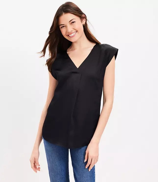 Tapered Sleeve VNeck Top