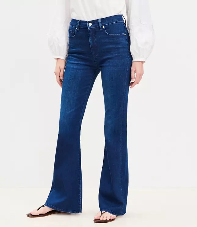 Petite High Rise Slim Flare Jeans in Dark Wash