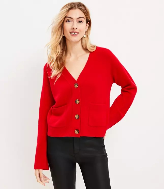 Women's Red Cardigan Sweaters Loft