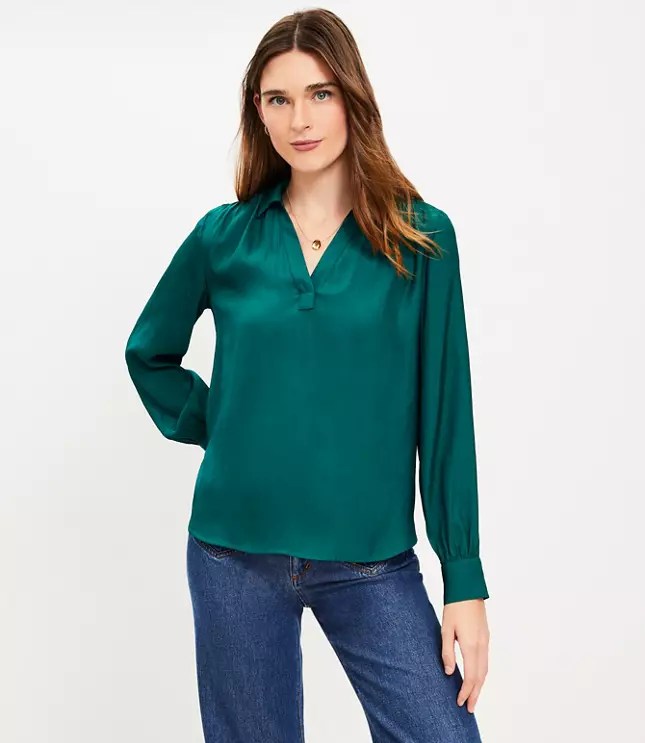 Collared VNeck Blouse