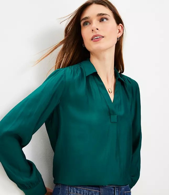 Collared VNeck Blouse
