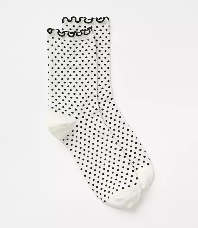 Dotted Ruffle Crew Socks
