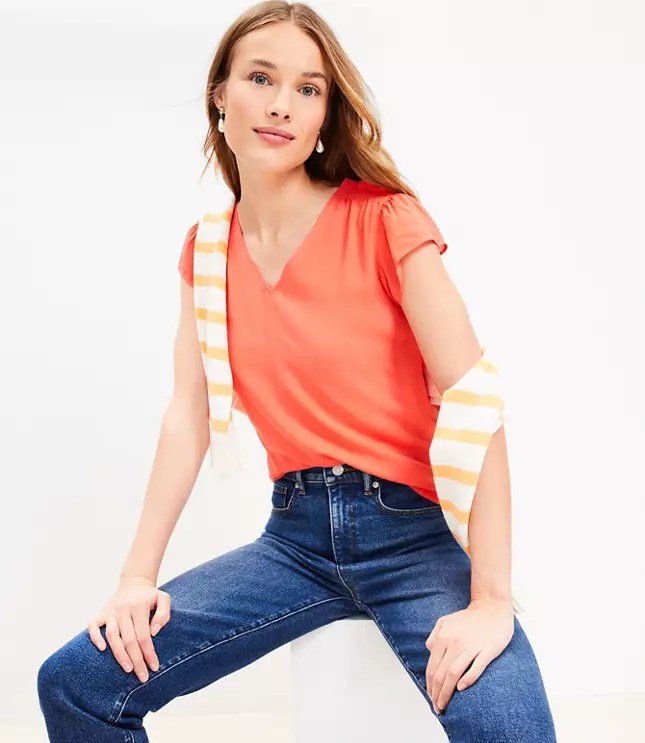 Women's Orange Tops Loft
