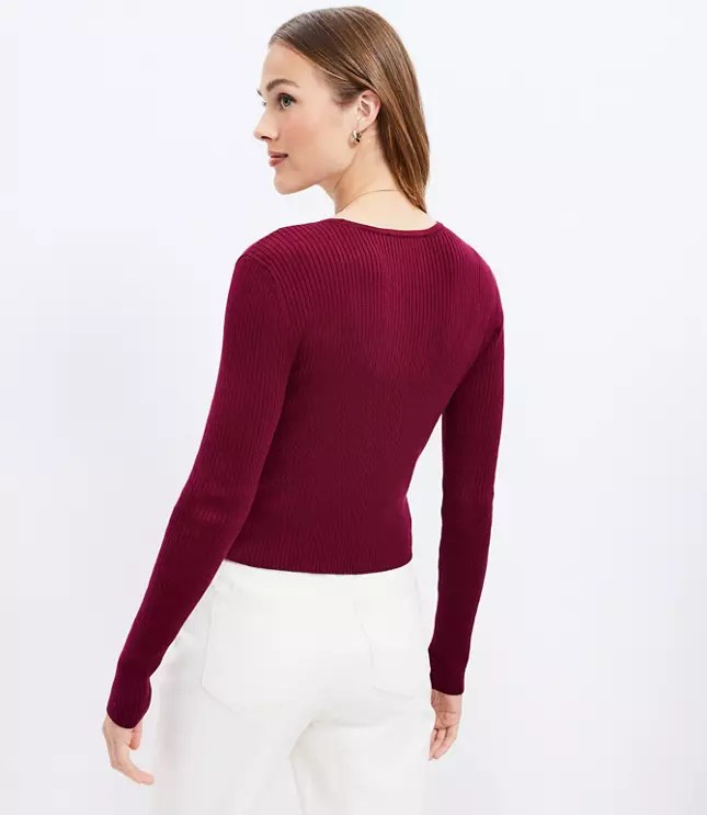 Ribbed VNeck Cardigan Top