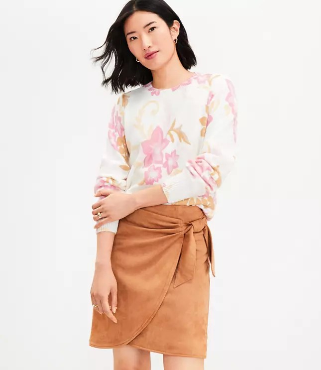 Petite Faux Suede Wrap Skirt