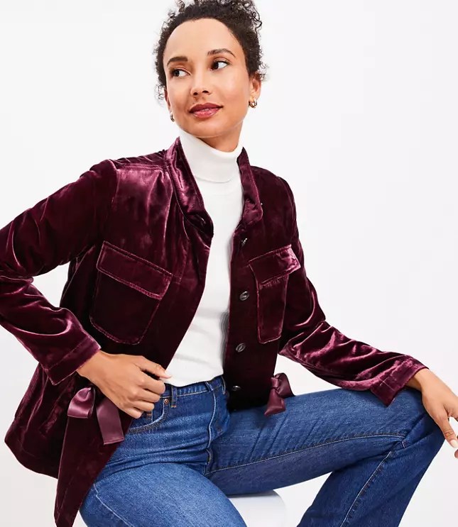 Petite Velvet Utility Jacket