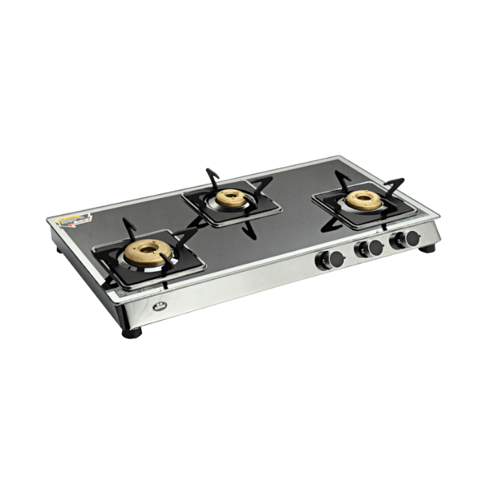 3 Burner Auto Ignition Glass Top LP Gas Stove Annsoe India