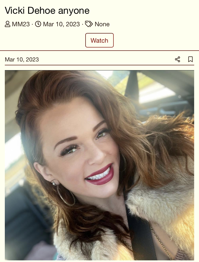Vickie dehoe Anonymous 04/11/23 (Tue) 183827 No. 1610 [Reply](02)