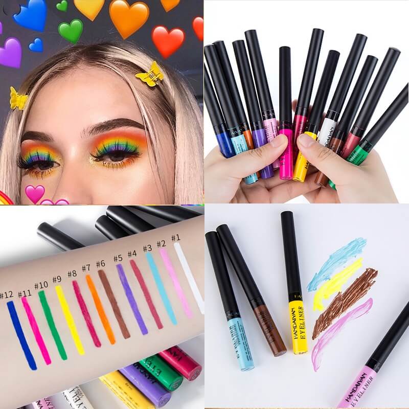 HANDAIYAN 12PCS Liquid Colourful Waterproof Matte Eyeliner Anonnas