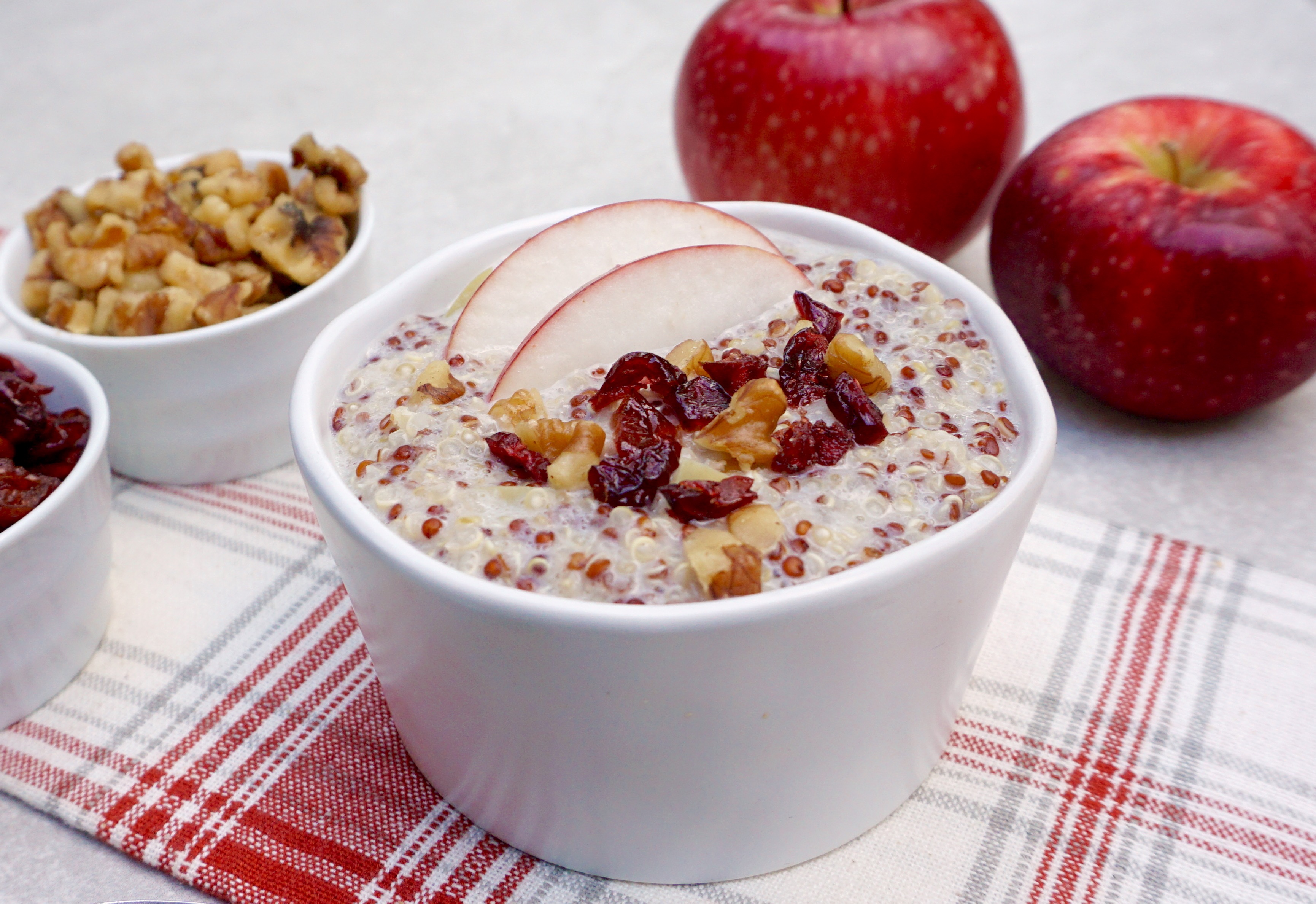Apple Cinnamon Quinoa is a healthy breakfast dish.