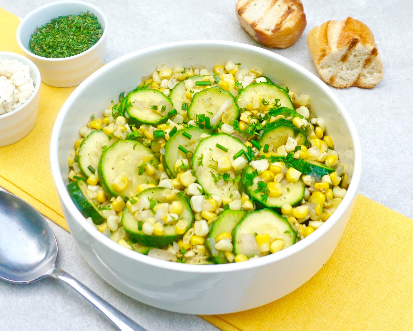 Easy Fresh Zucchini Corn Sauté Skillet Recipe with Onion