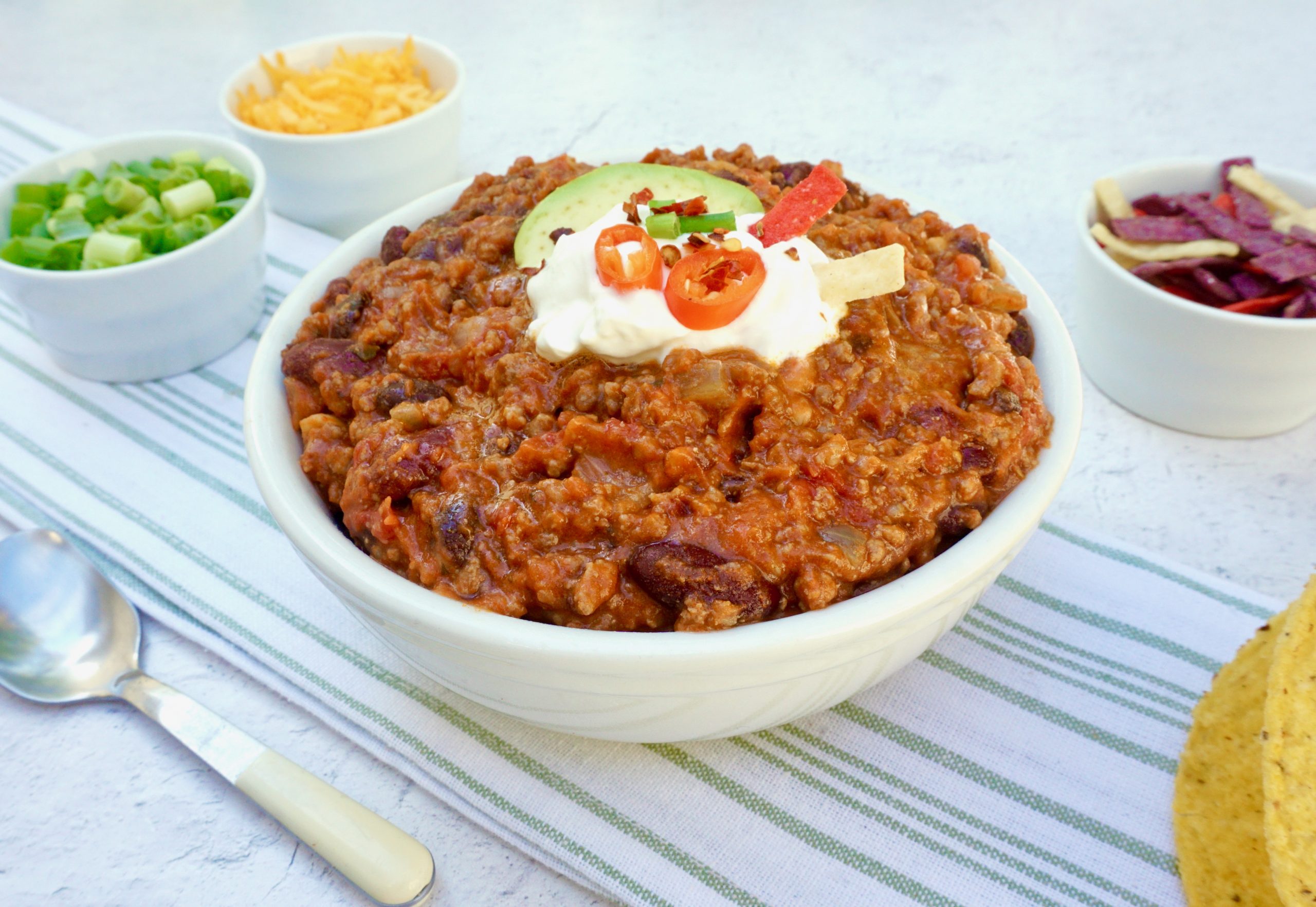 Taco Chili is a hearty game day chili made with taco seasonings