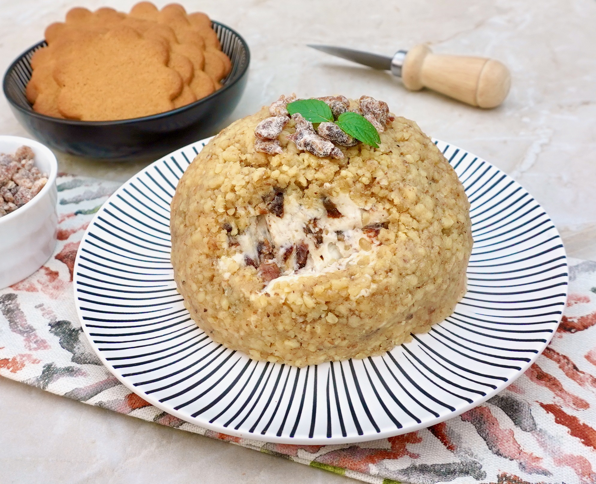 Date Nut Ball is a festive, slightly sweet cheese ball for the holidays.