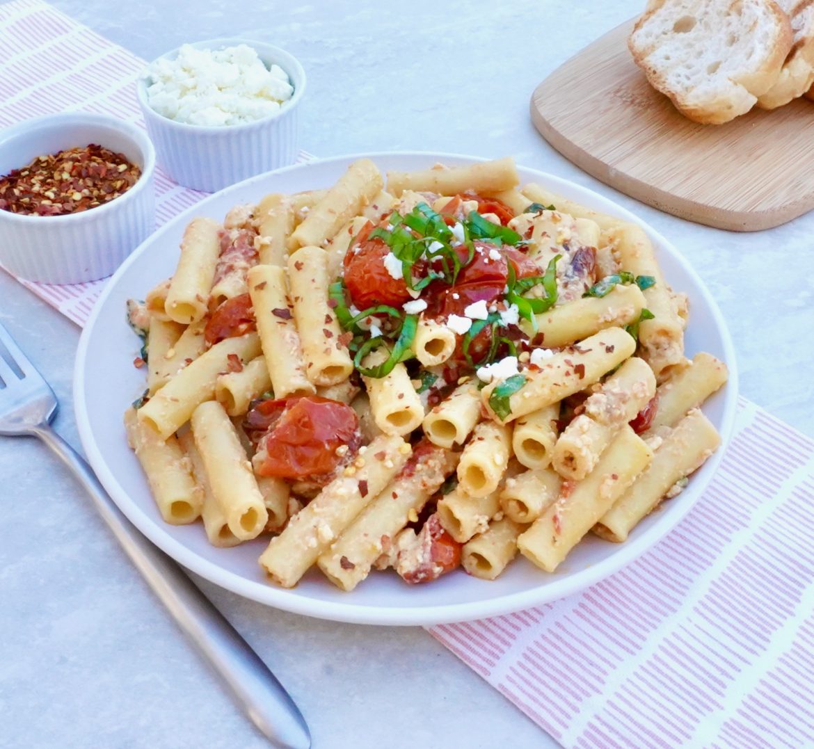 Baked Feta Ziti is a flavorful pasta dish with baked feta cheese and