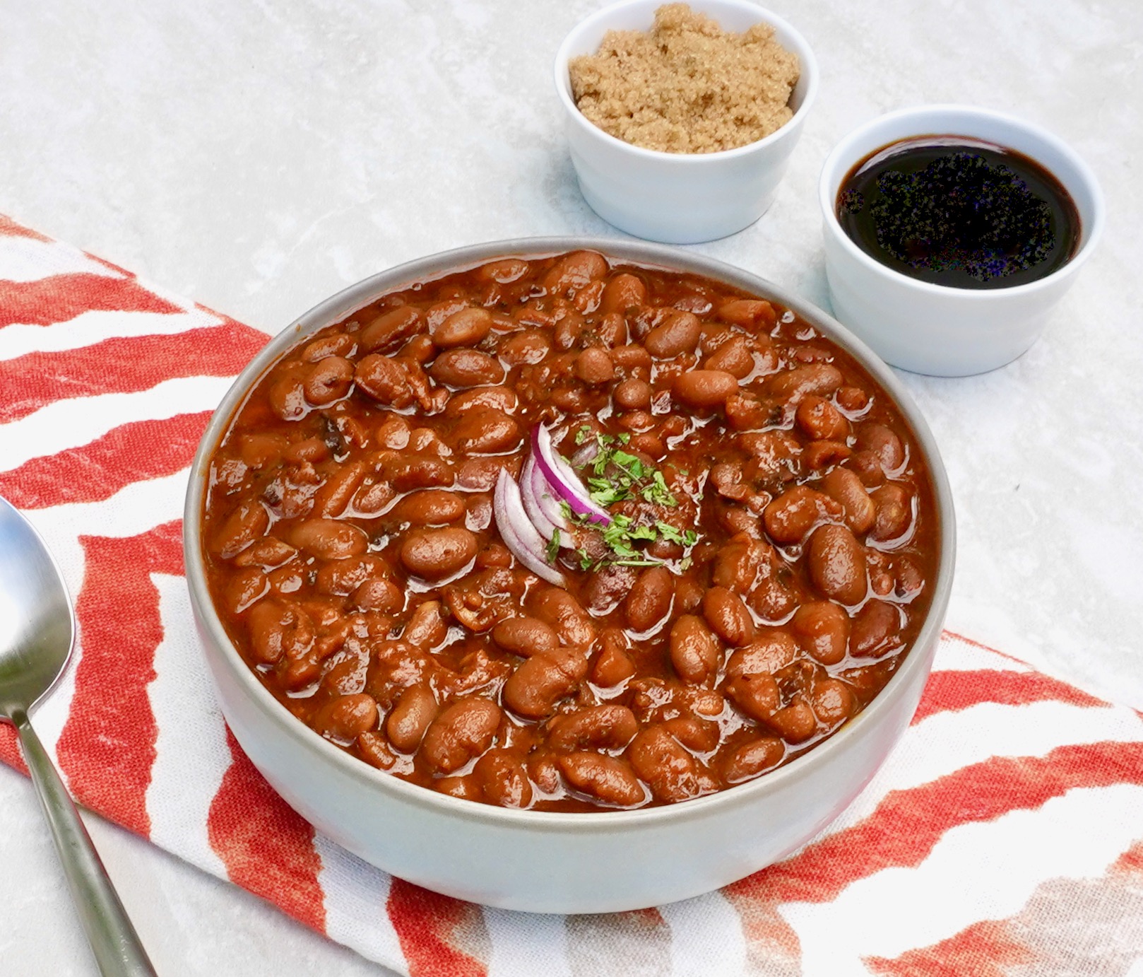 Boston Baked Beans baked in a flavorful molasses sauce.