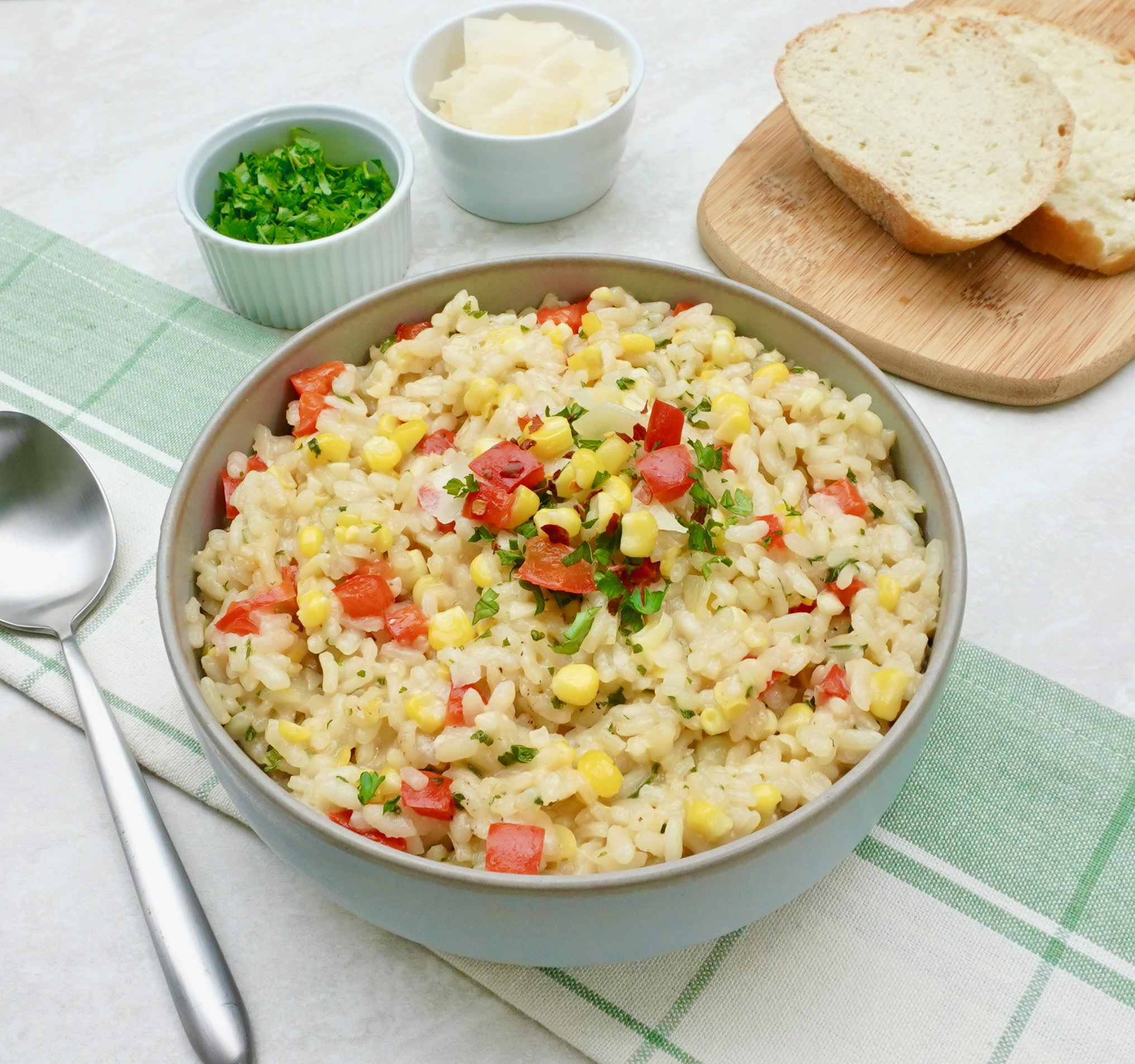 Easy Summer Fresh Red Pepper Corn Risotto Recipe
