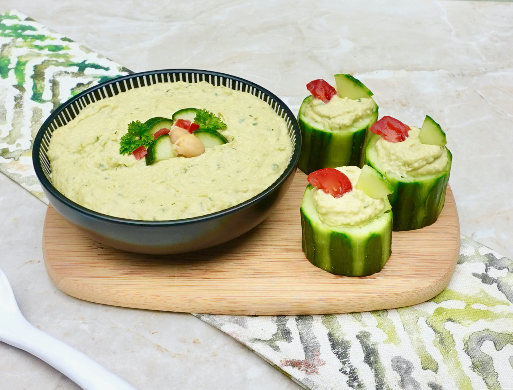 Easy Cucumber Hummus with Bites Appetizer Recipe
