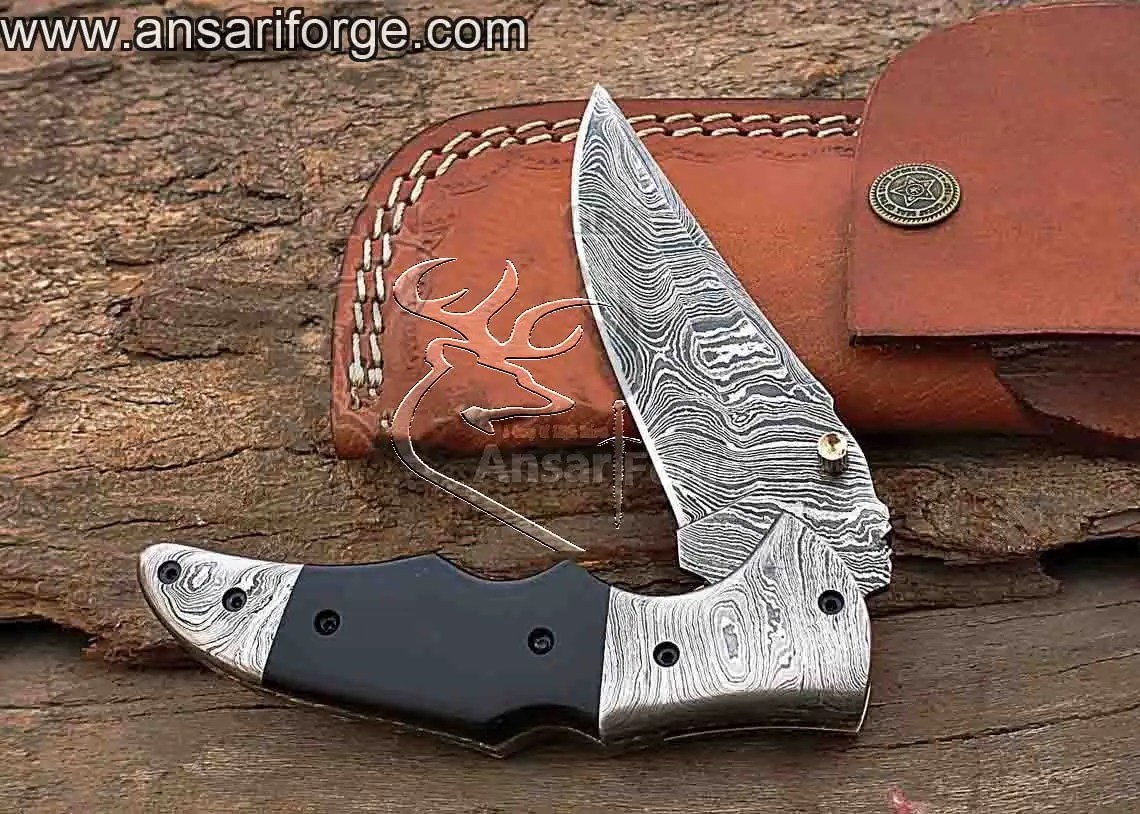 Damascus steel folding knife Black Friday Deal Ansari