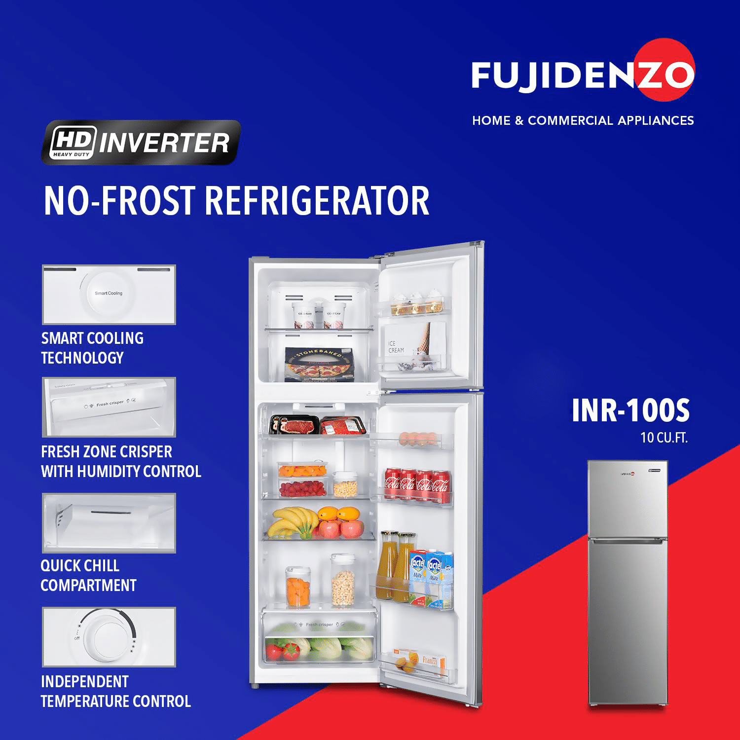 Fujidenzo INR100S 10 cu.ft. Two Door Refrigerator Ansons