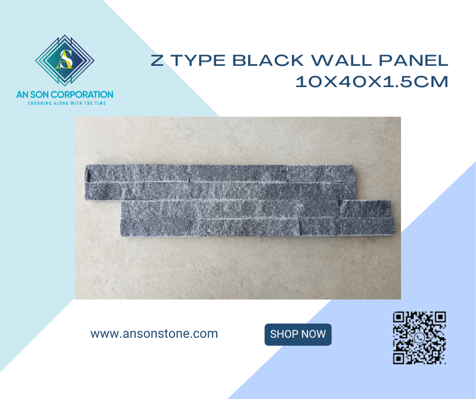 Pure Black Wall Panel 5 Lines AN SON STONE Always proud of your houses