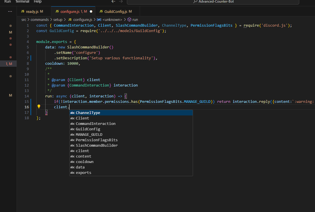 VS code discord.js Imagine an app
