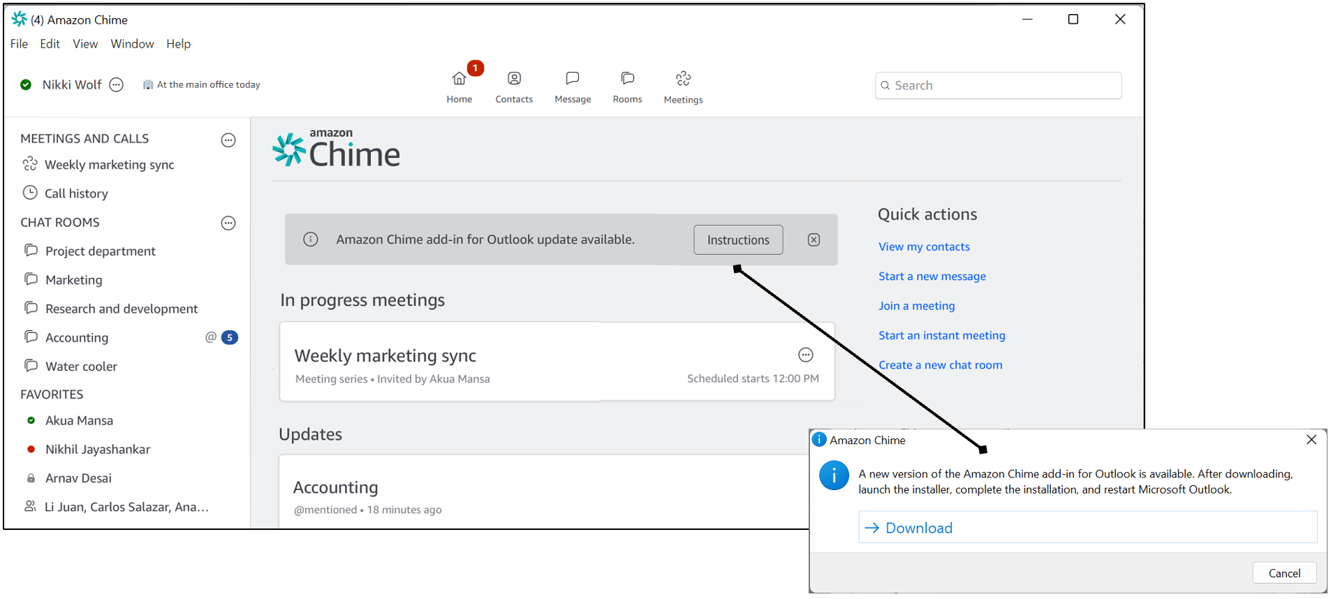 Amazon Chime addins for Outlook Update for 5.21 Release Notes [Windows