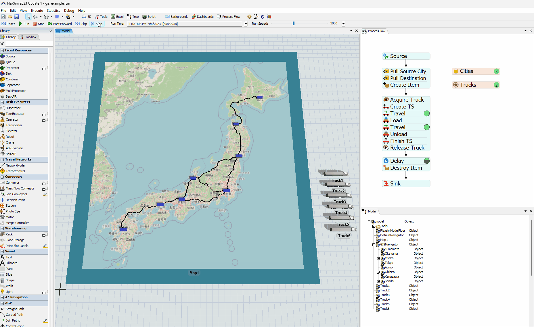 GIS Simple Example Model FlexSim Community