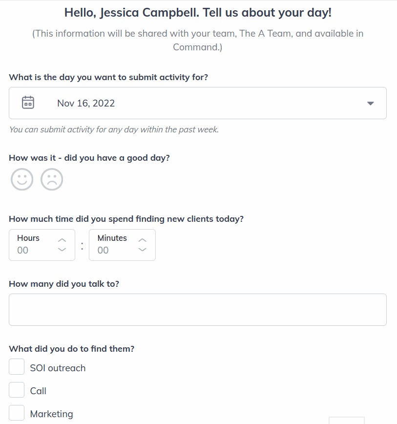 Submit Daily Activities Using the Team Activity Tracker (Teams) KW