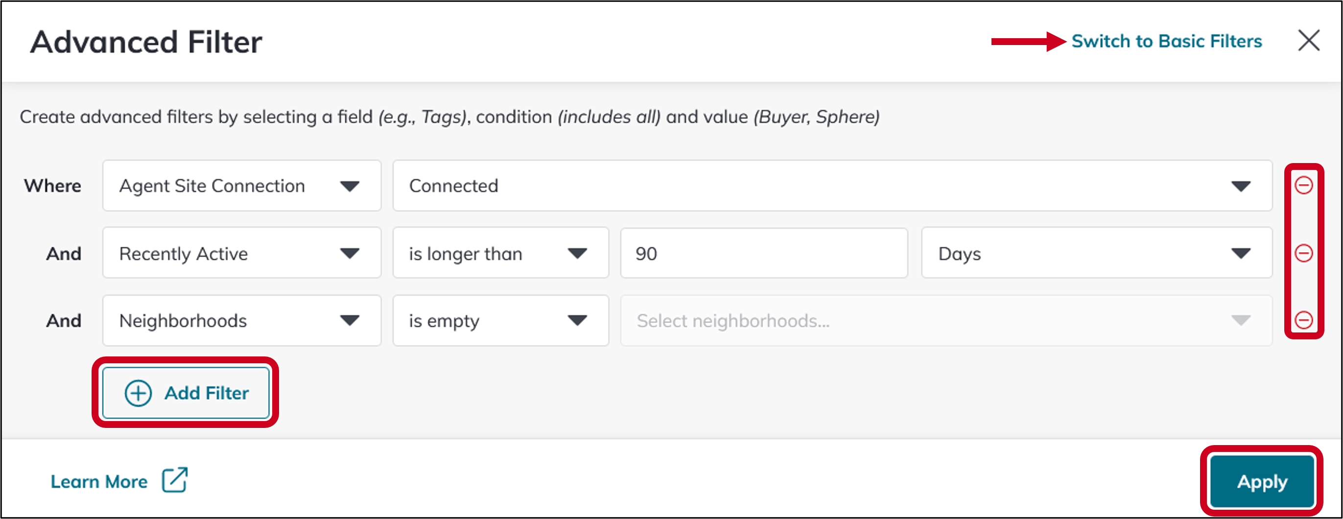 Contacts Filters List and Advanced Filter Options KW Answers