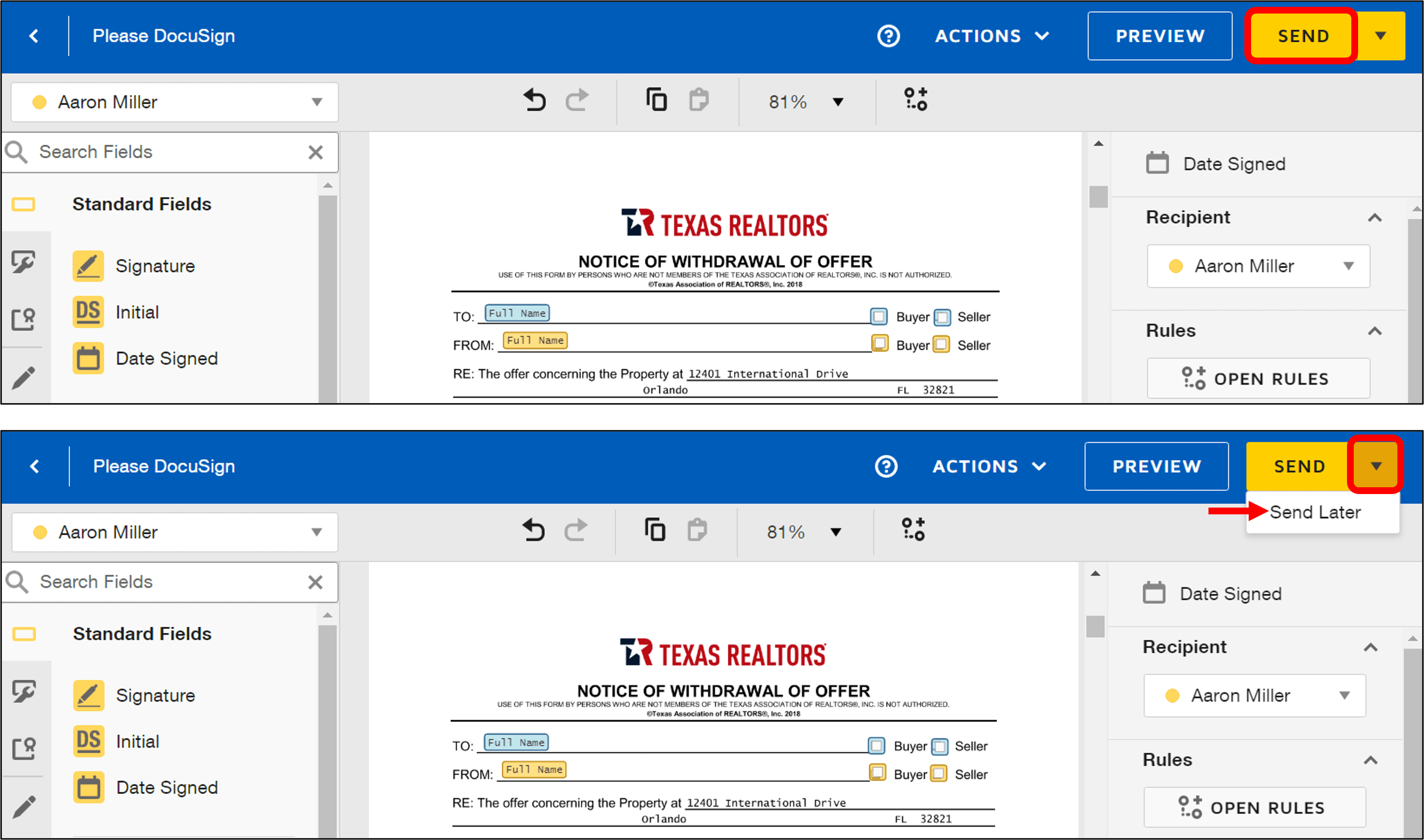 Create and Send an Envelope in DocuSign (Send Forms for Signatures