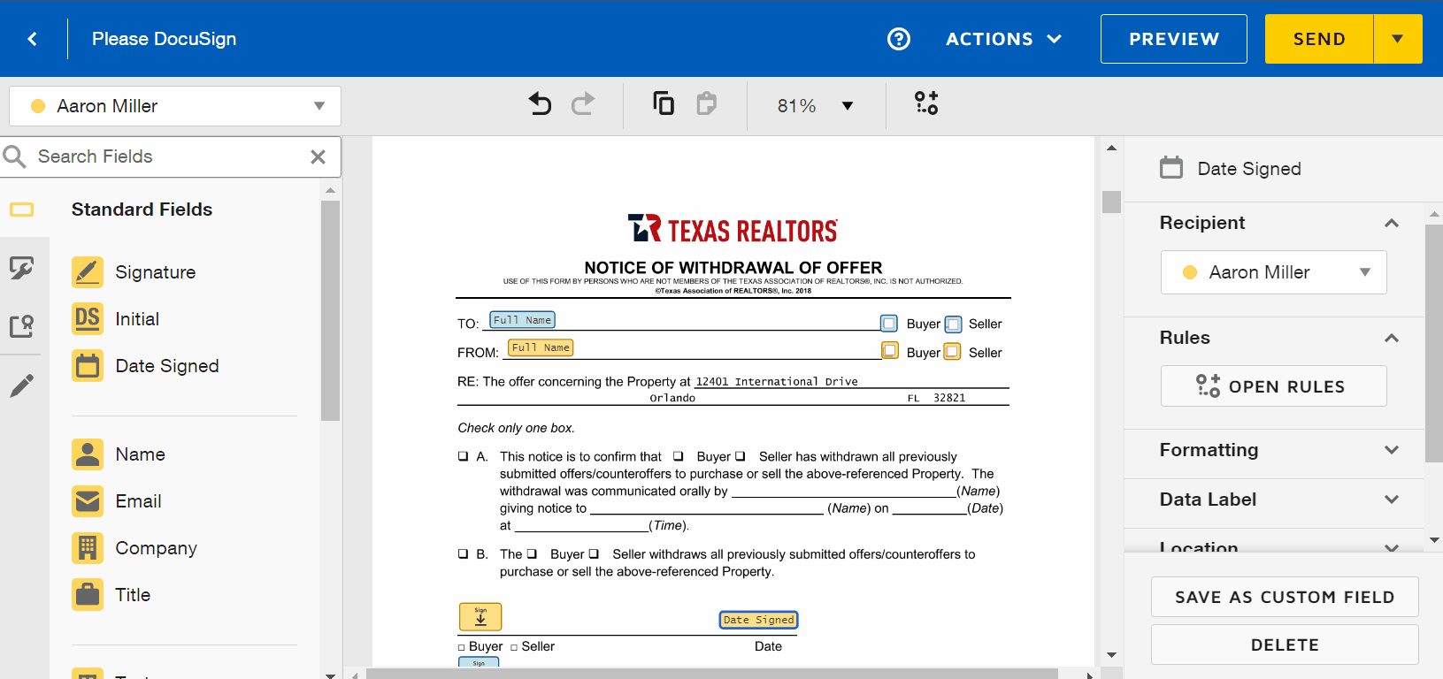 Create and Send an Envelope in DocuSign (Send Forms for Signatures